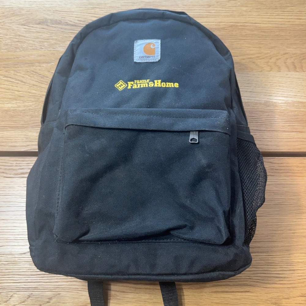 Carhartt Black Canvas Backpack Family Farm & Home Embroidered Work Bag